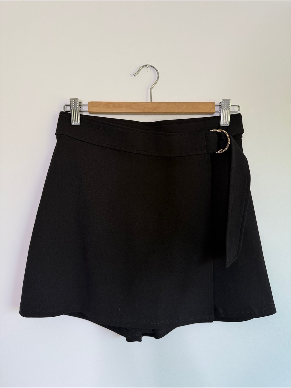 BN H&M Black Wrap Skort with Gold D-Ring Detail